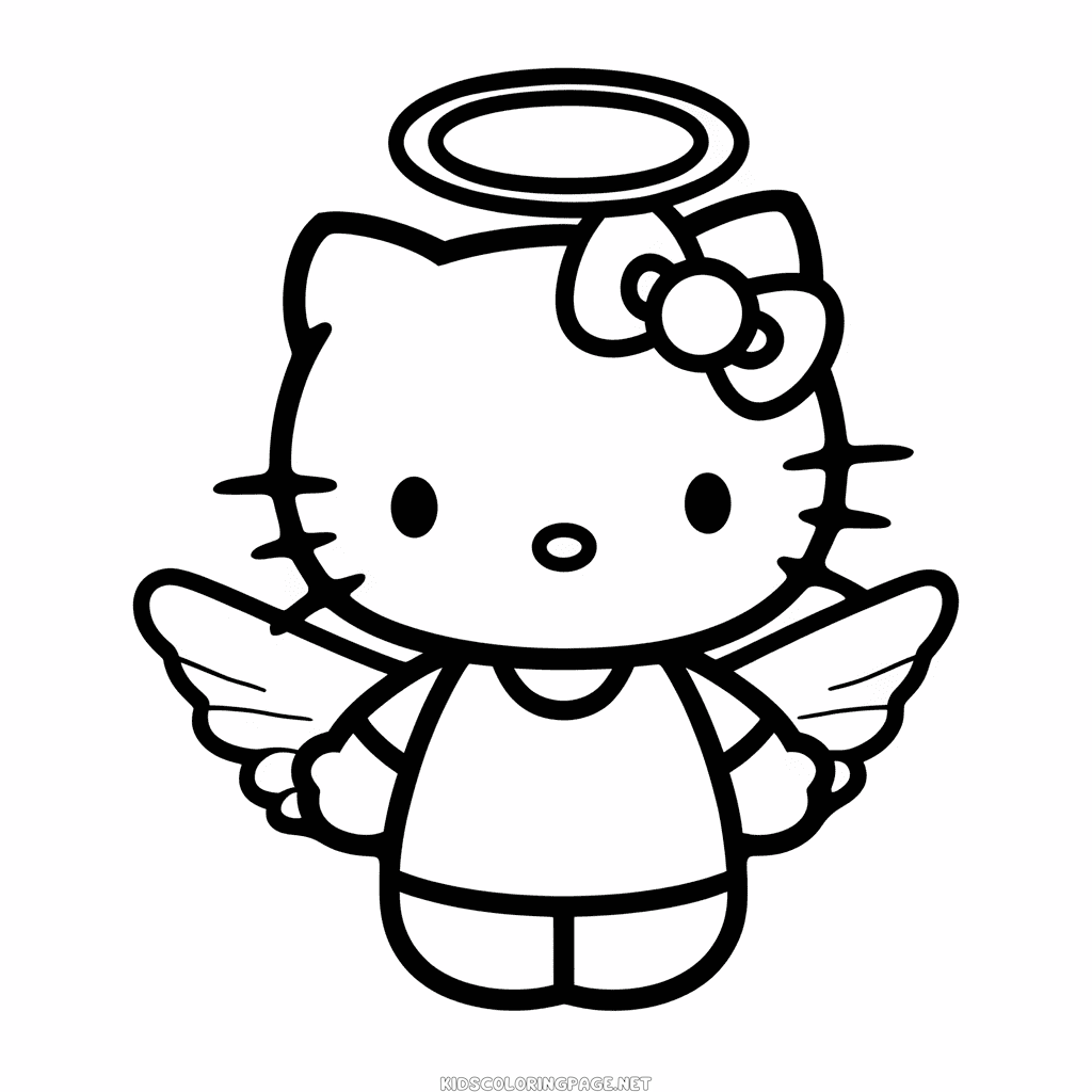 Angel hello kitty coloring page