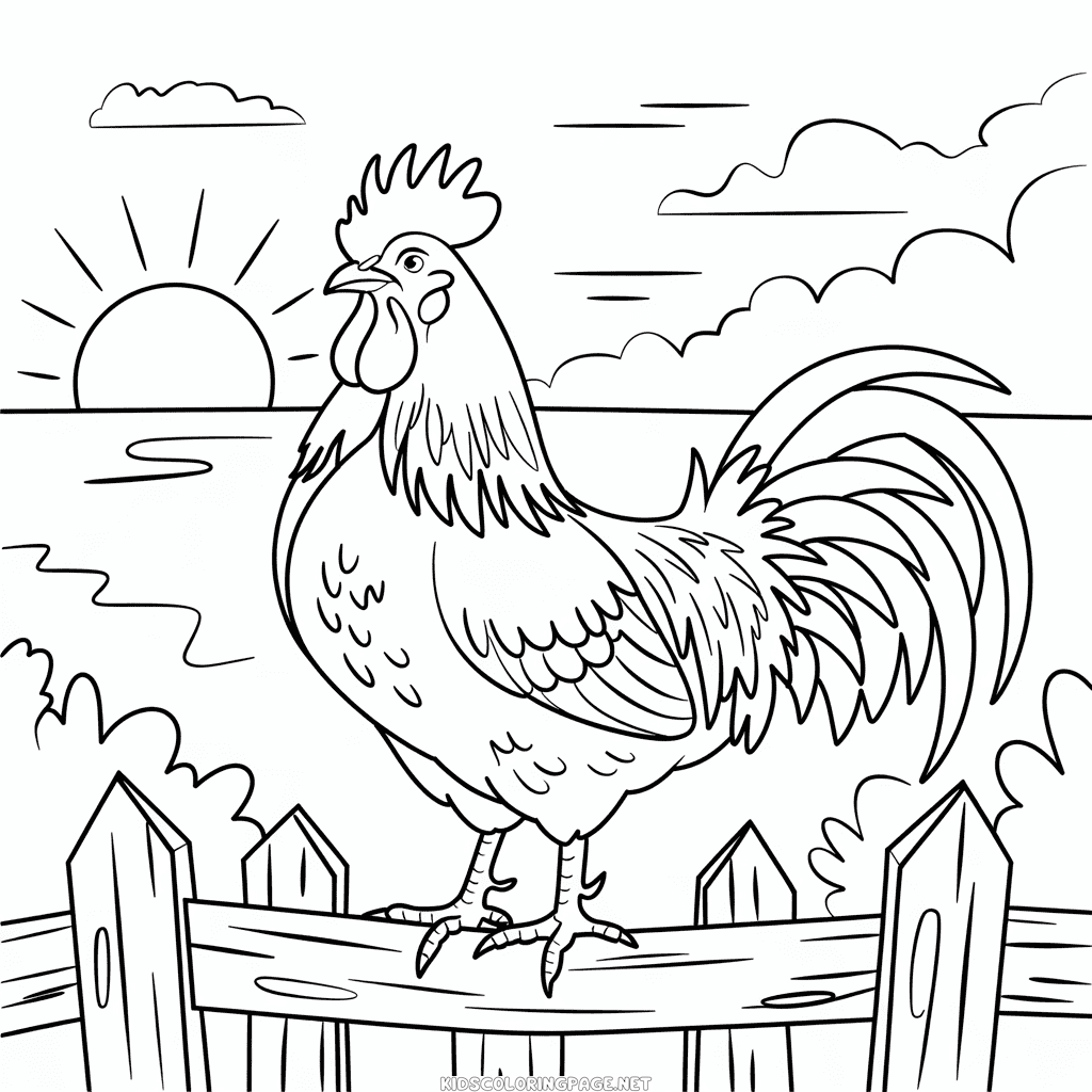 Adult Chicken Rooster Coloring Page