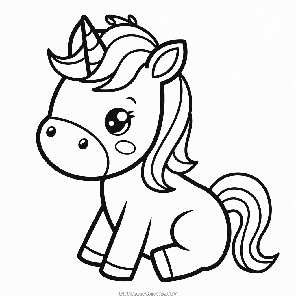 Baby unicorn coloring page