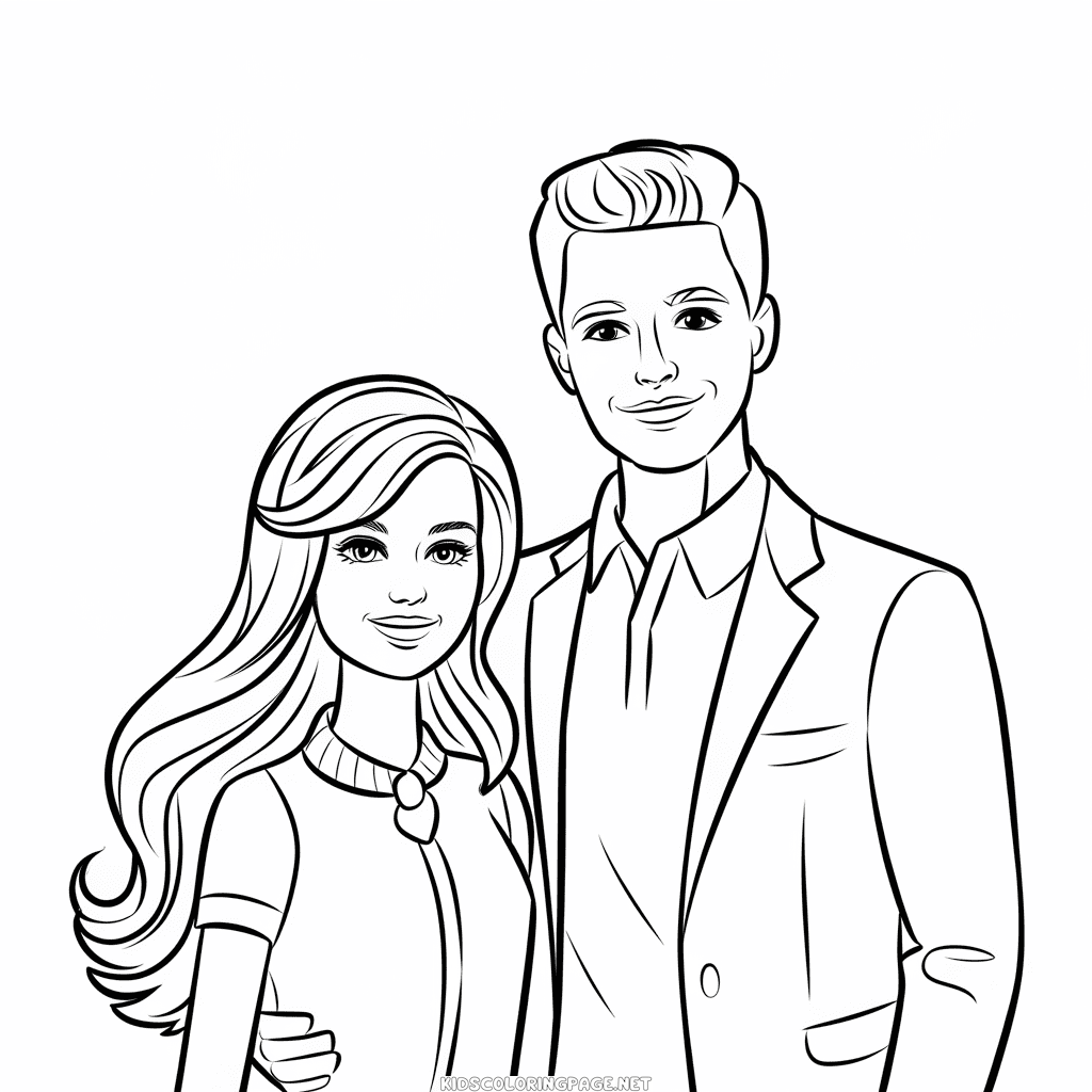 Barbie and ken coloring page
