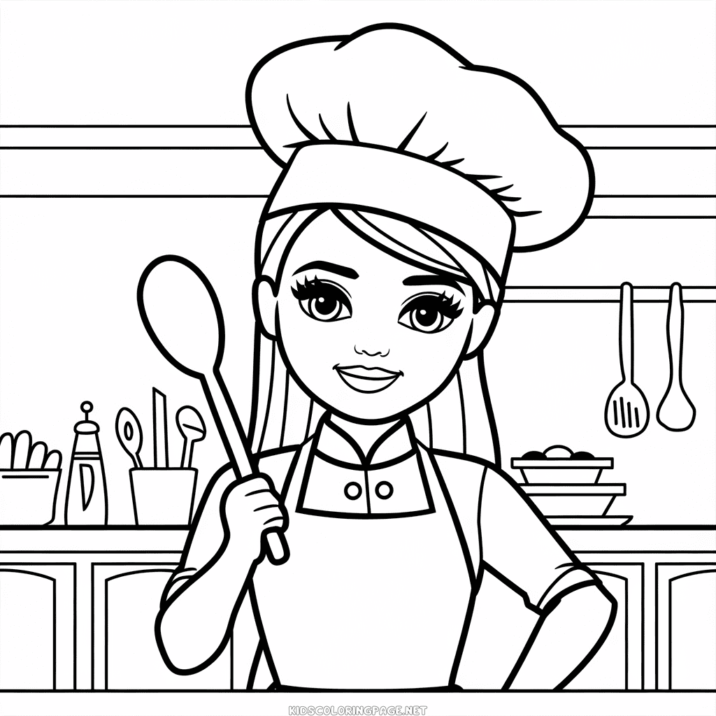 Barbie cooking coloring page