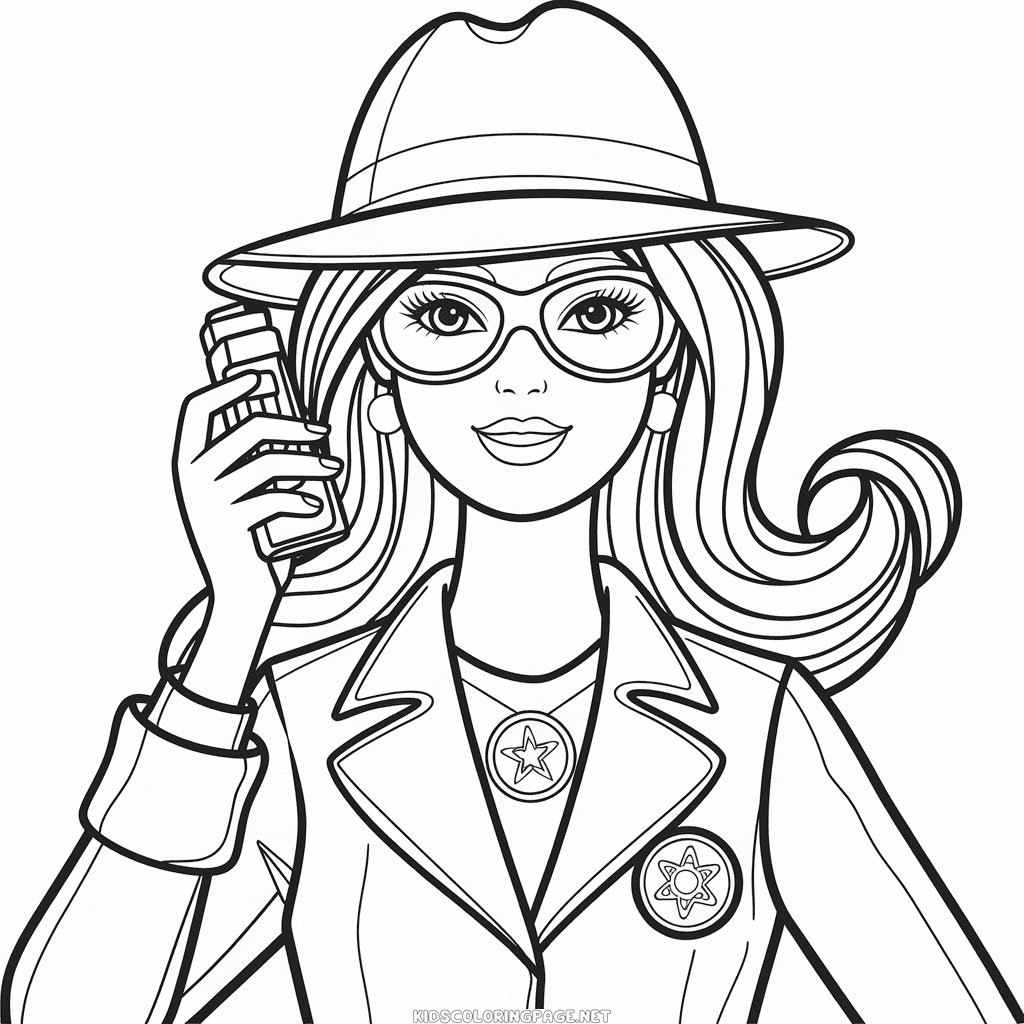 Barbie detective coloring page