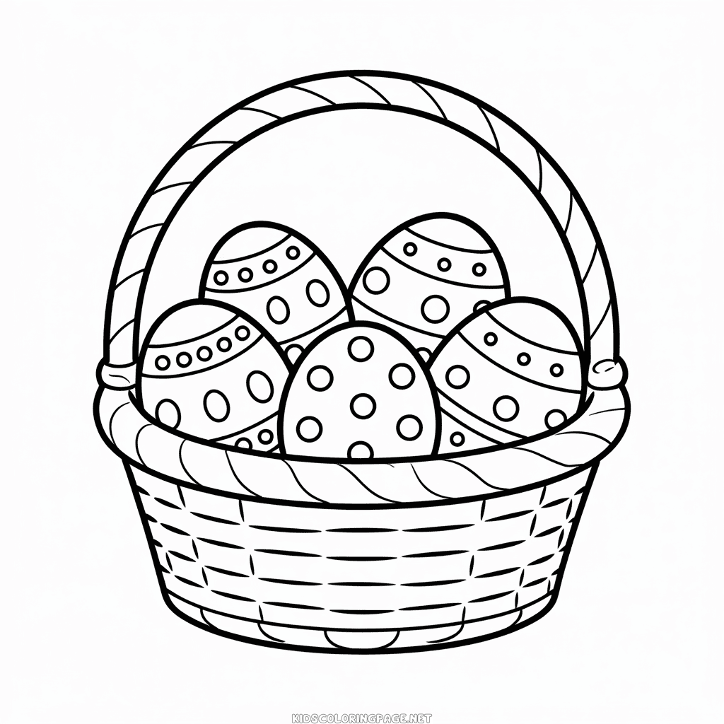 Basket of Easter eggs coloring page