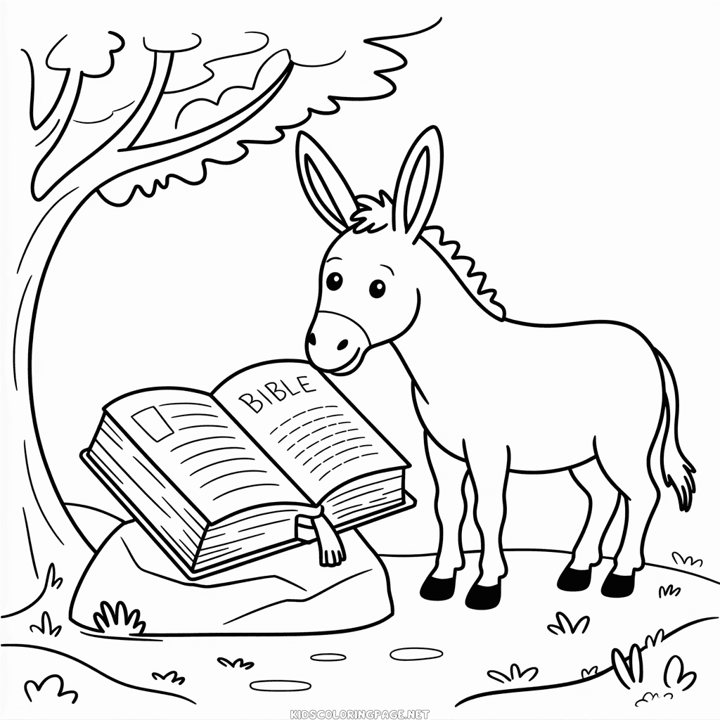 Bible and Donkey coloring page