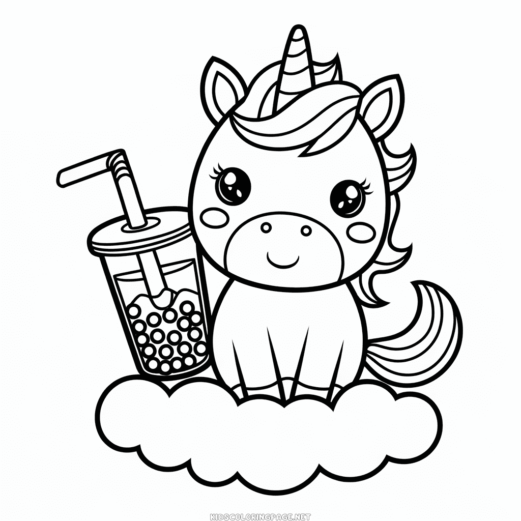 Boba unicorn coloring page