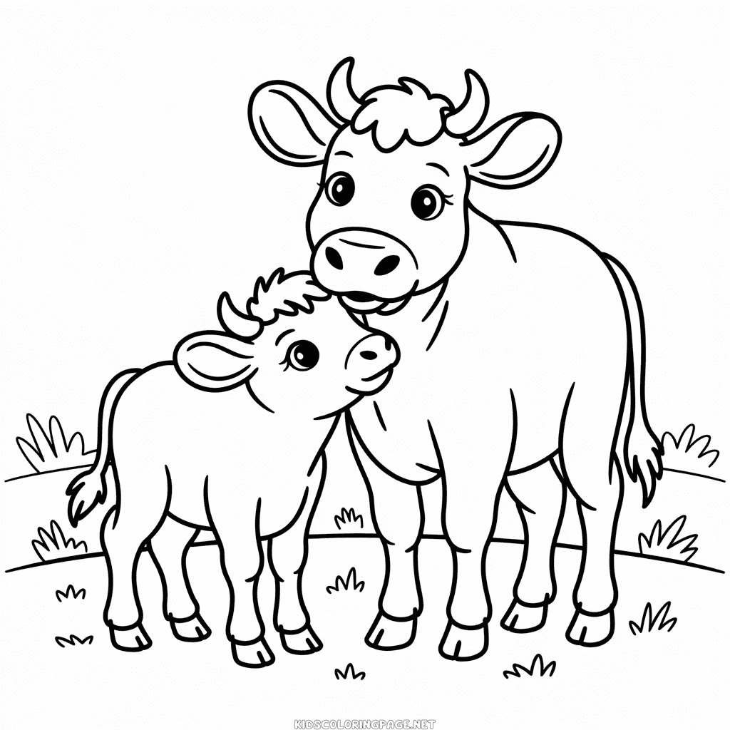 Cow and Calf coloring page