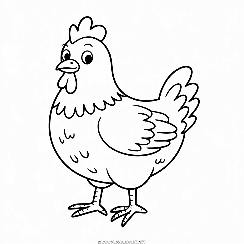 Cute Chicken Coloring Page
