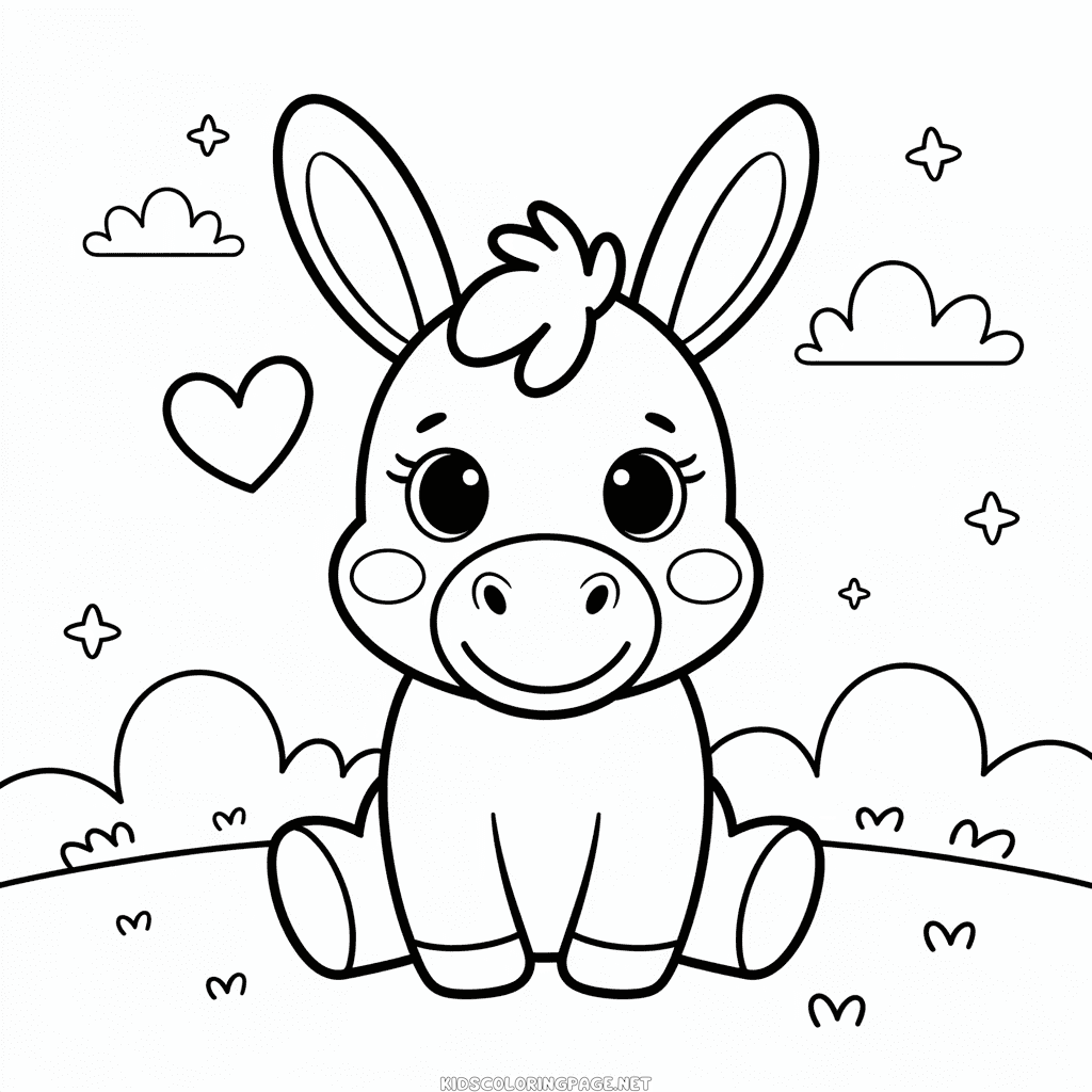 Cute Donkey coloring page