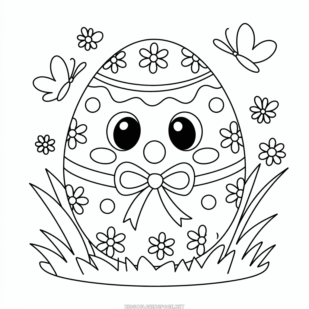 Cute Easter egg coloring page