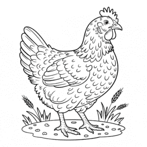 Detailed Chicken Coloring Page