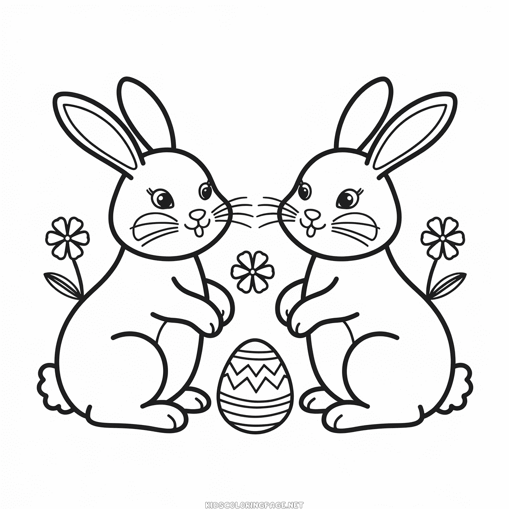 Easter bunnies coloring page