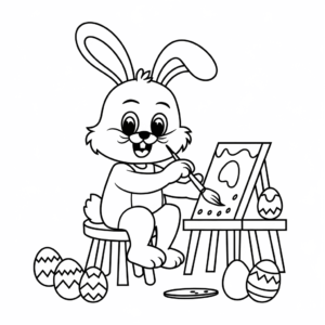 Easter bunny artist coloring page