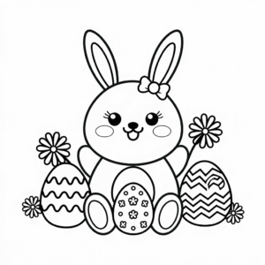 Easter bunny celebration coloring page