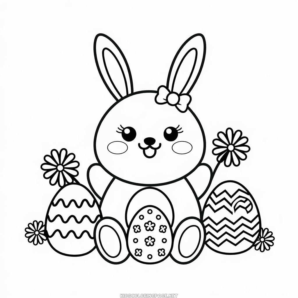 Easter bunny celebration coloring page