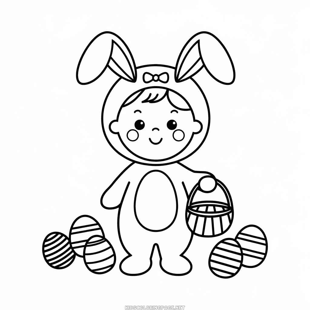 Easter bunny costume coloring page
