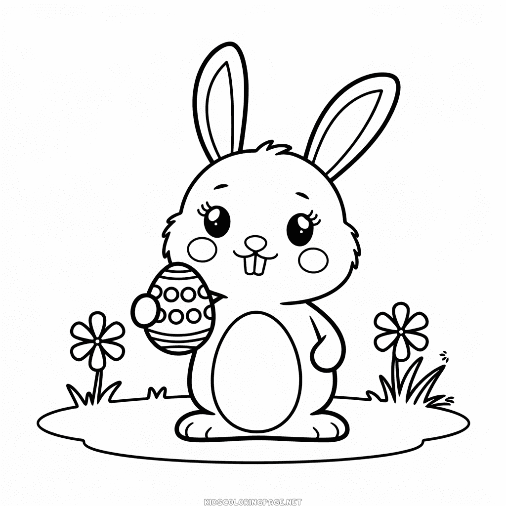 Easter bunny holding egg coloring page