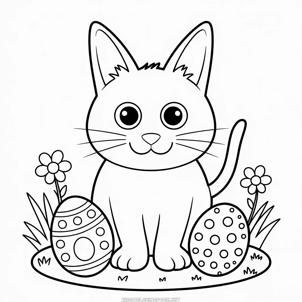 Easter cat coloring page