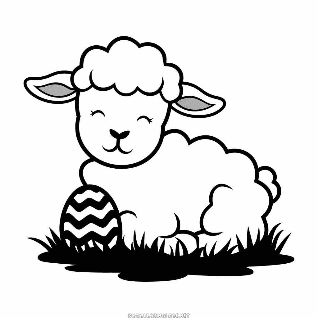 Easter lamb sleeping coloring page