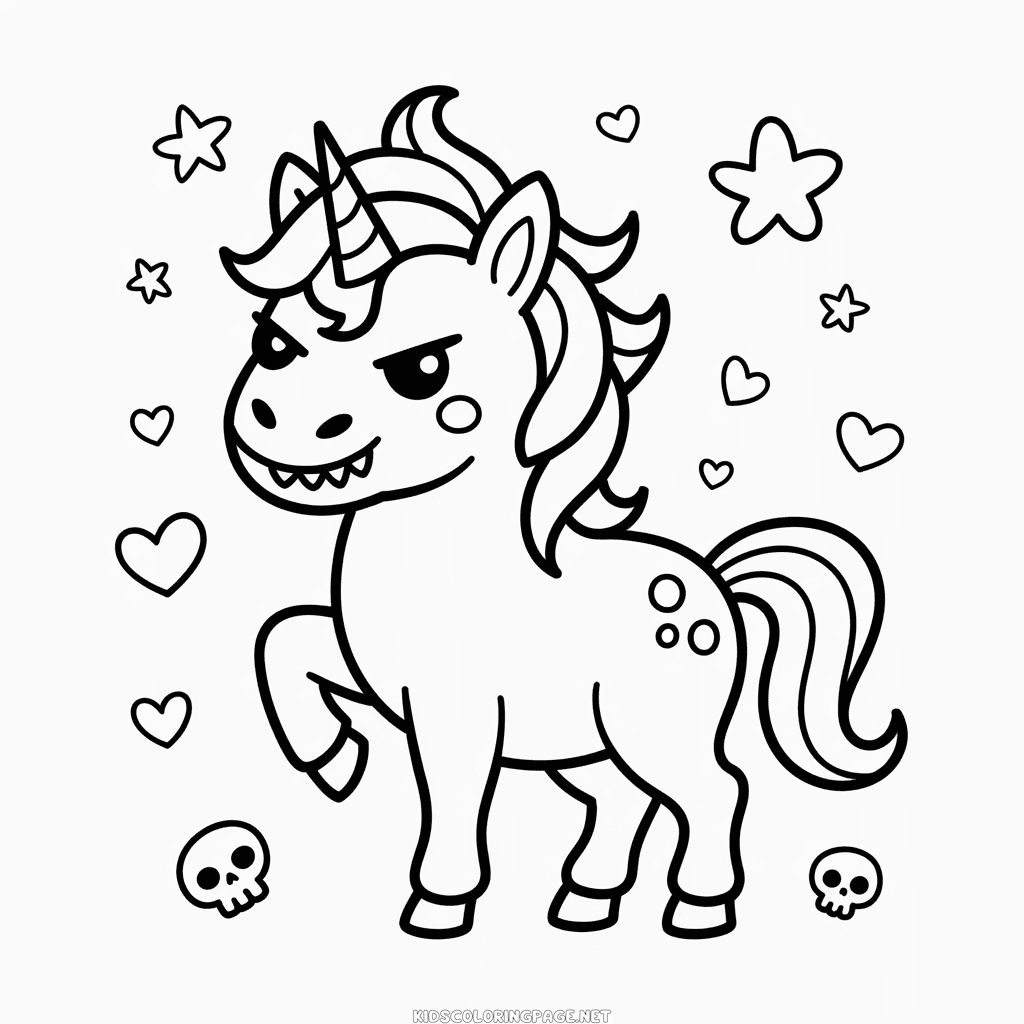 Evil Unicorn coloring page
