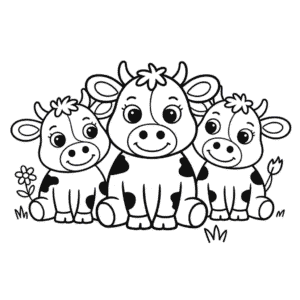 Group of Cute Cows coloring page