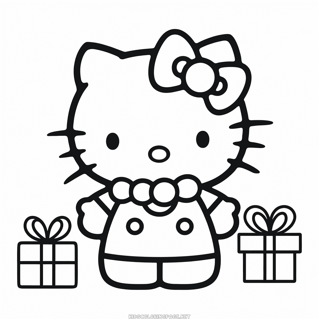 Hello kitty christmas coloring page