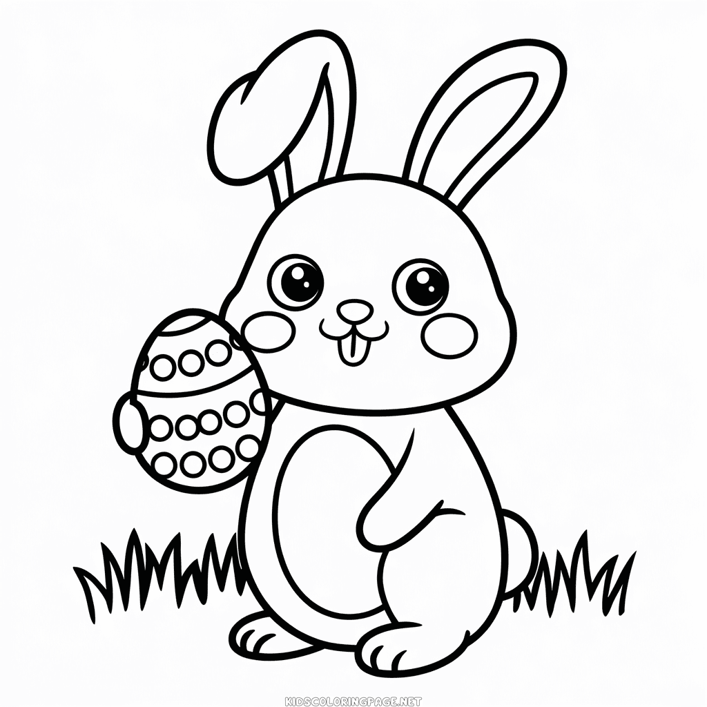 Kawaii Easter bunny coloring page