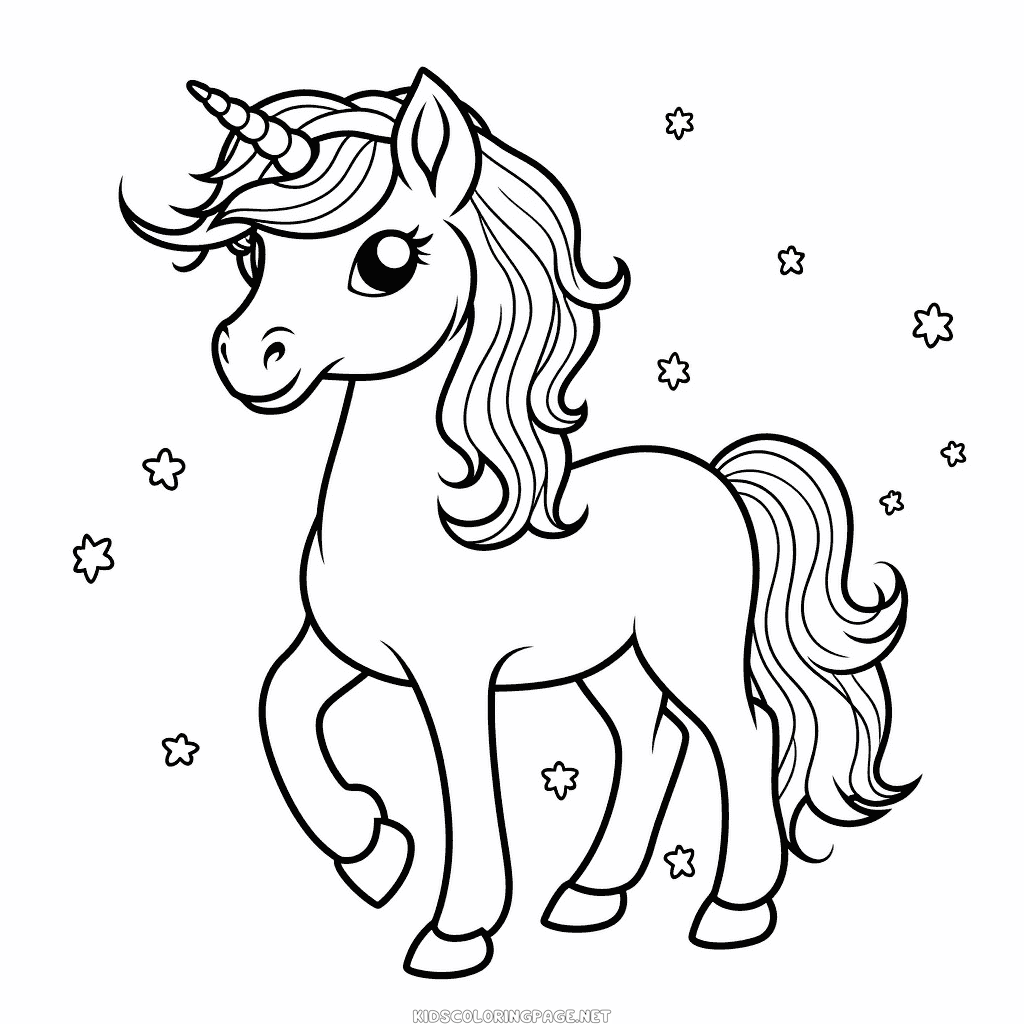Kids unicorn coloring page