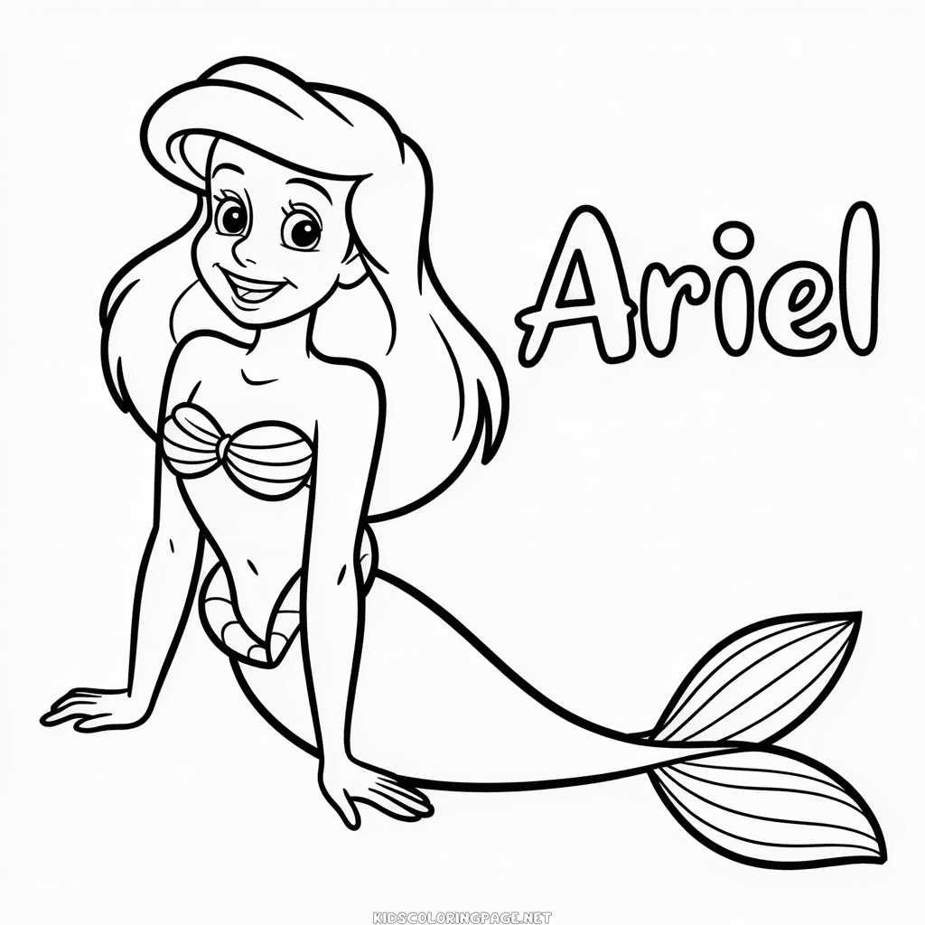 Ariel Cartoon Coloring Page