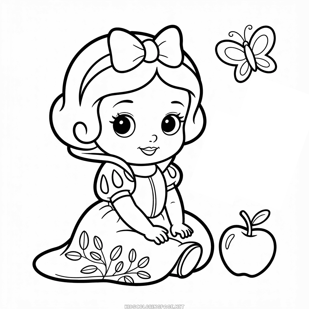 Baby Chibi Snow White Coloring Page