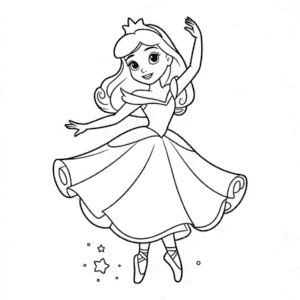 Ballerina Disney Princess Coloring Page