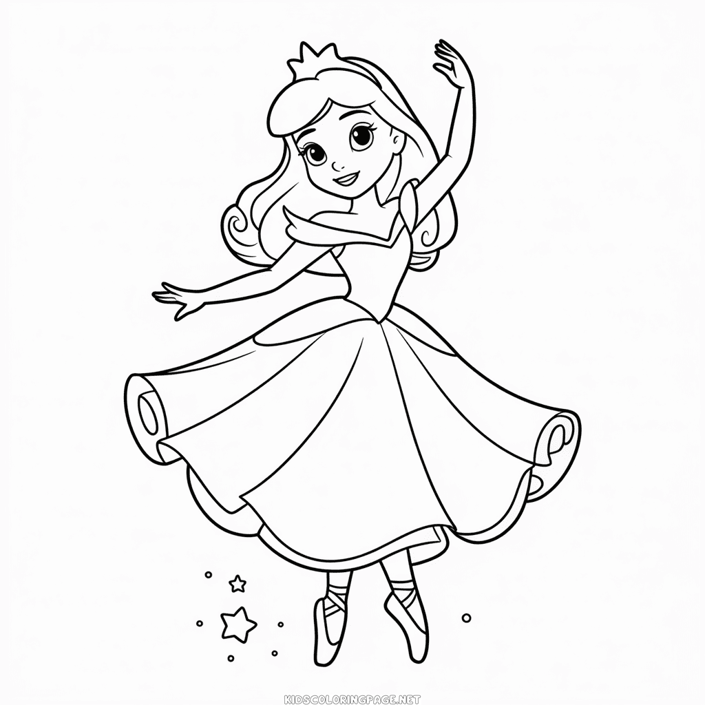 Ballerina Disney Princess Coloring Page