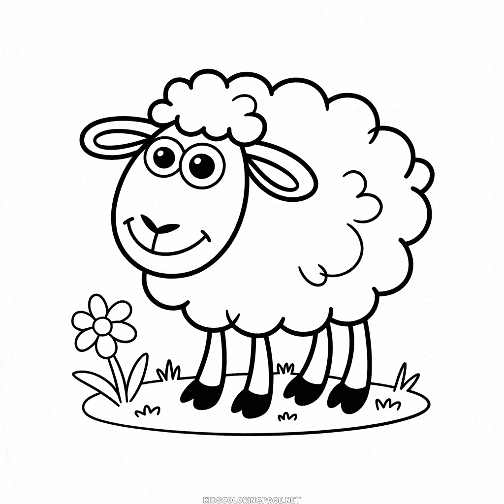 Cartoon Sheep Coloring Page