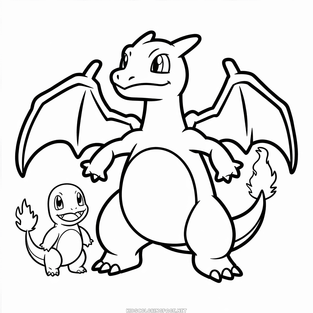 Charizard and Charmander Coloring Page
