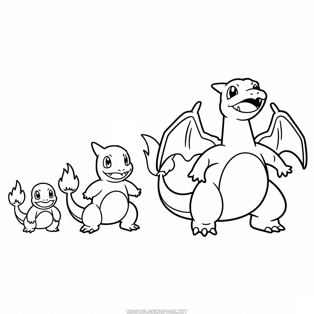 Charizard Evolution Coloring Page