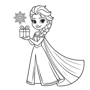 Christmas Elsa Coloring Page