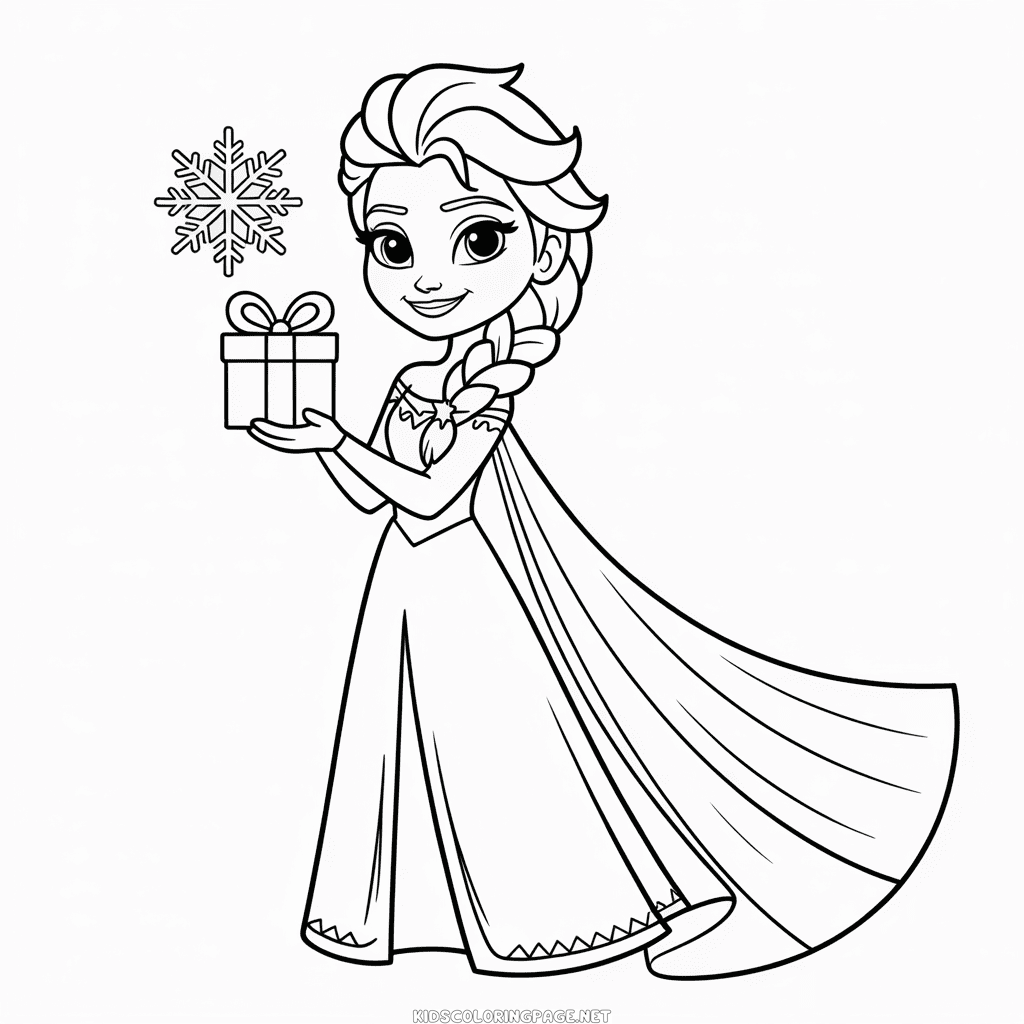 Christmas Elsa Coloring Page