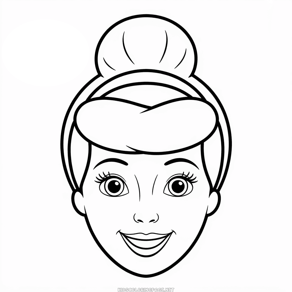 Cinderella Face Coloring Page
