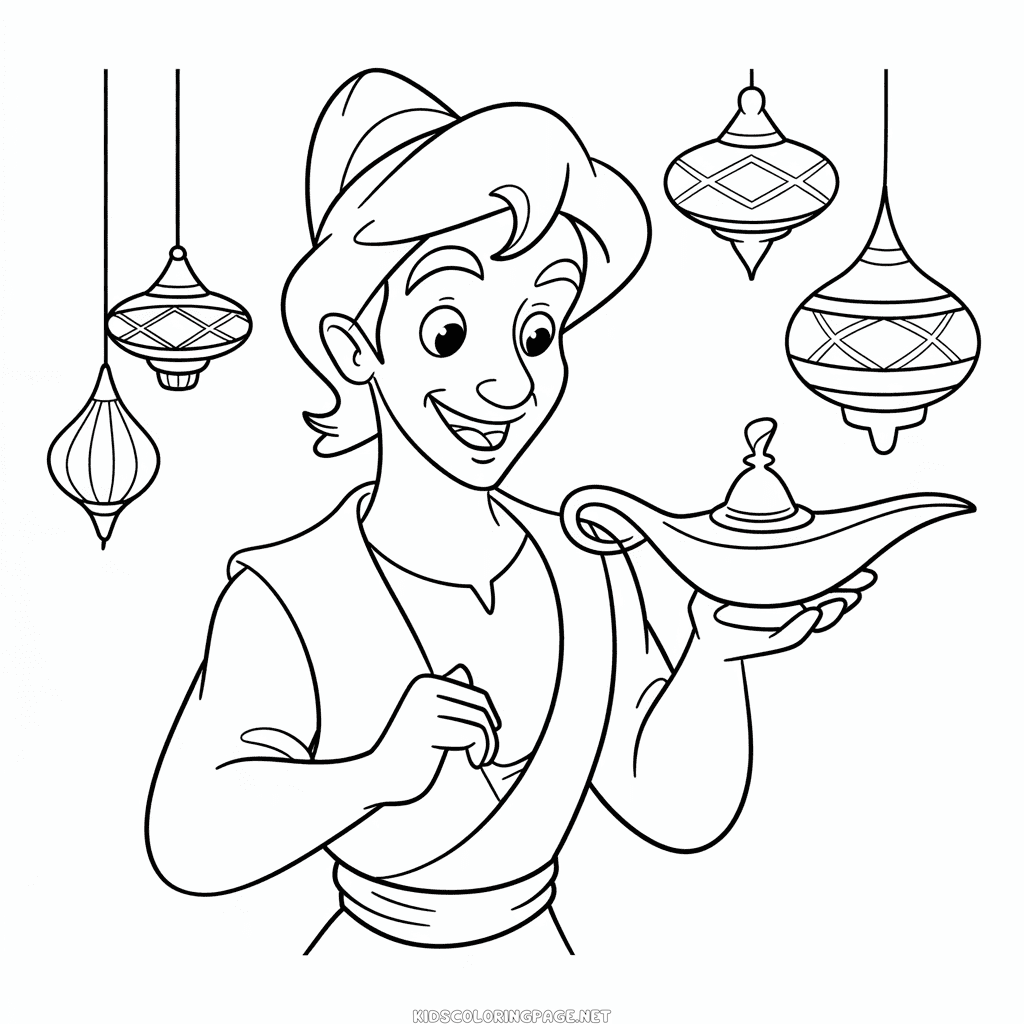 Disney Aladdin Cartoon Coloring Page