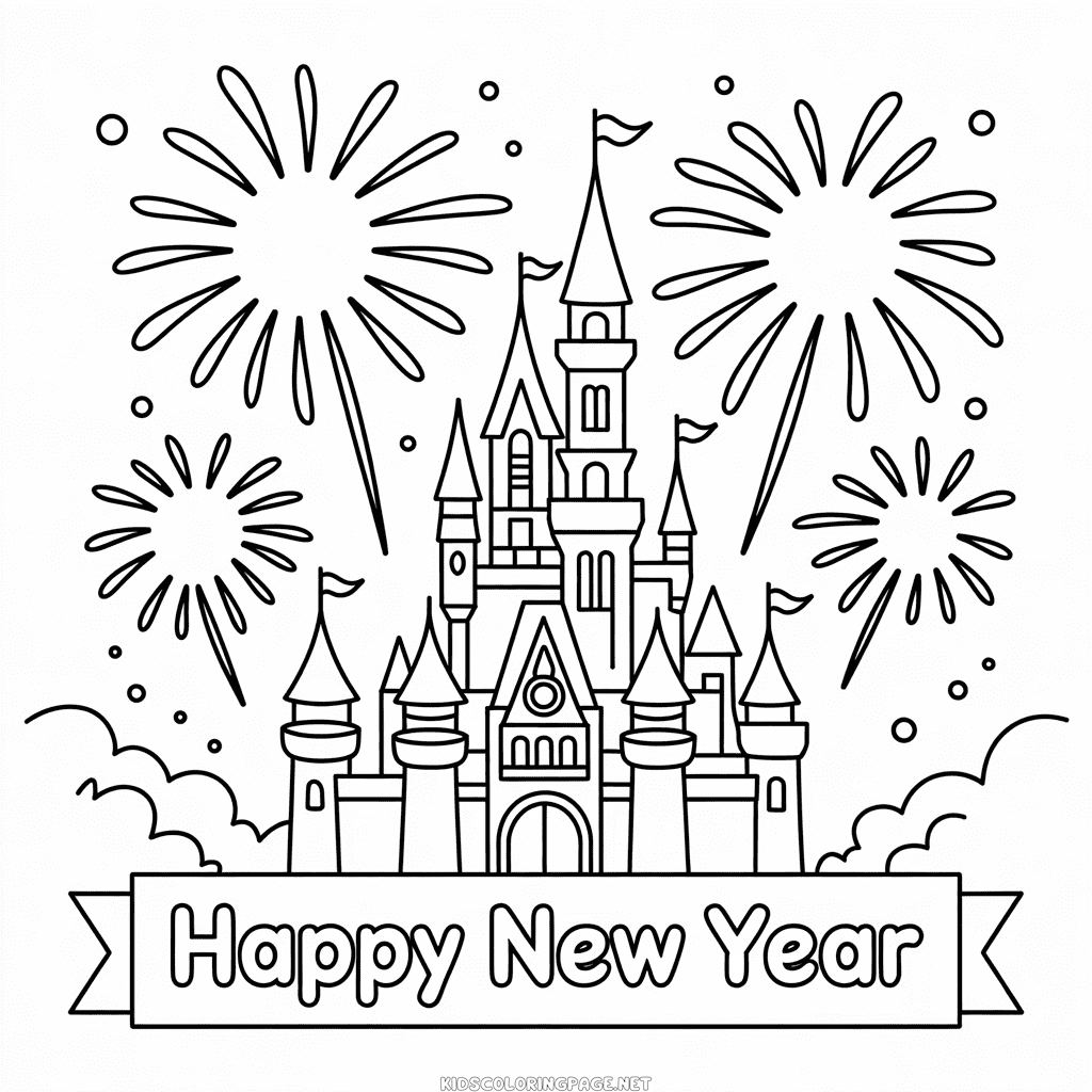 Disney Happy New year Coloring Page