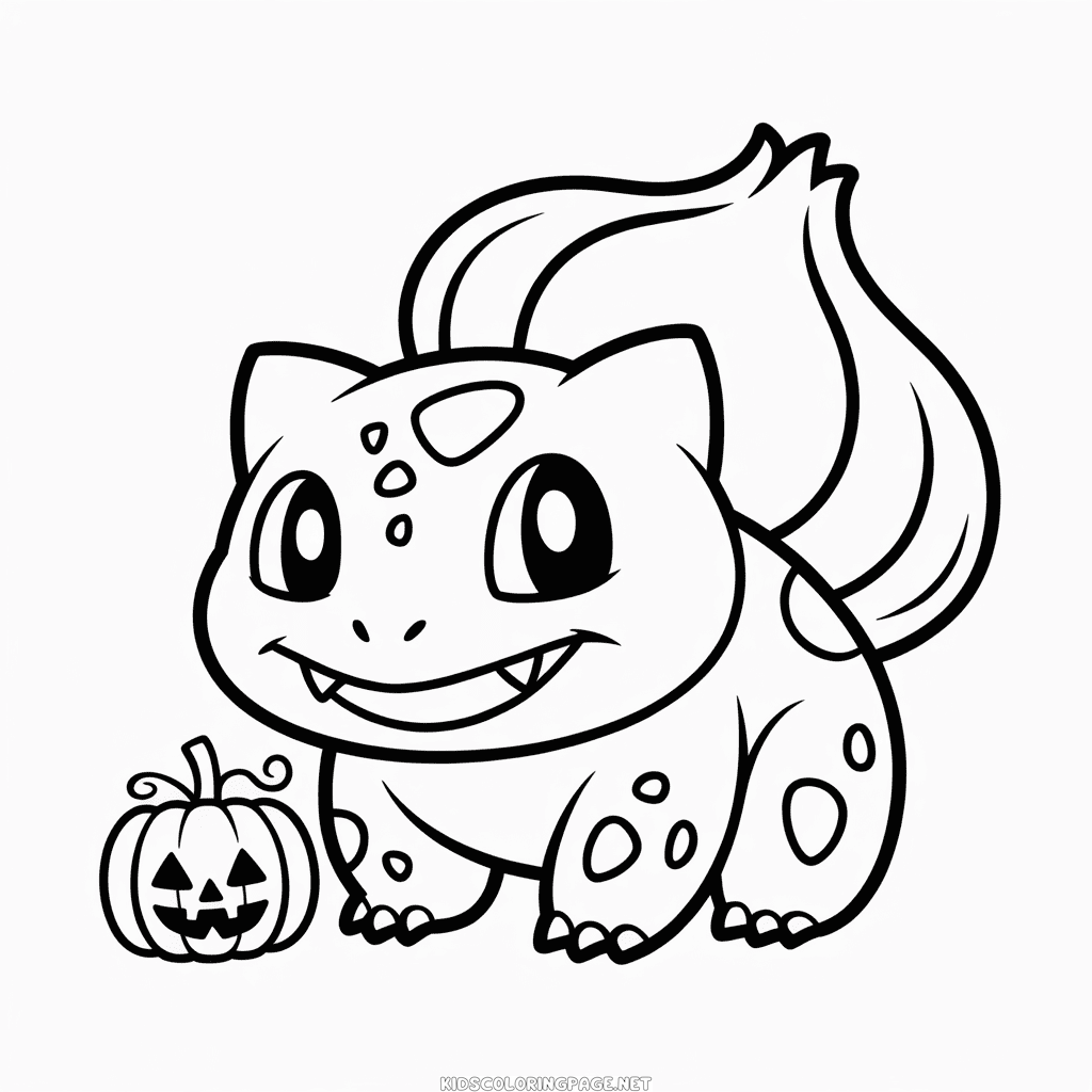 Halloween Bulbasaur Coloring Page