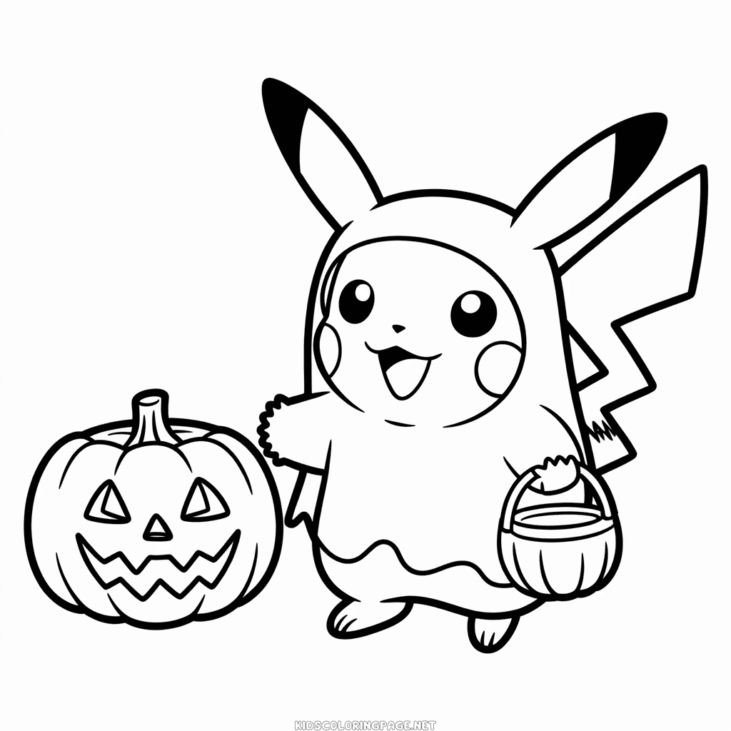 Halloween Pikachu Coloring Page