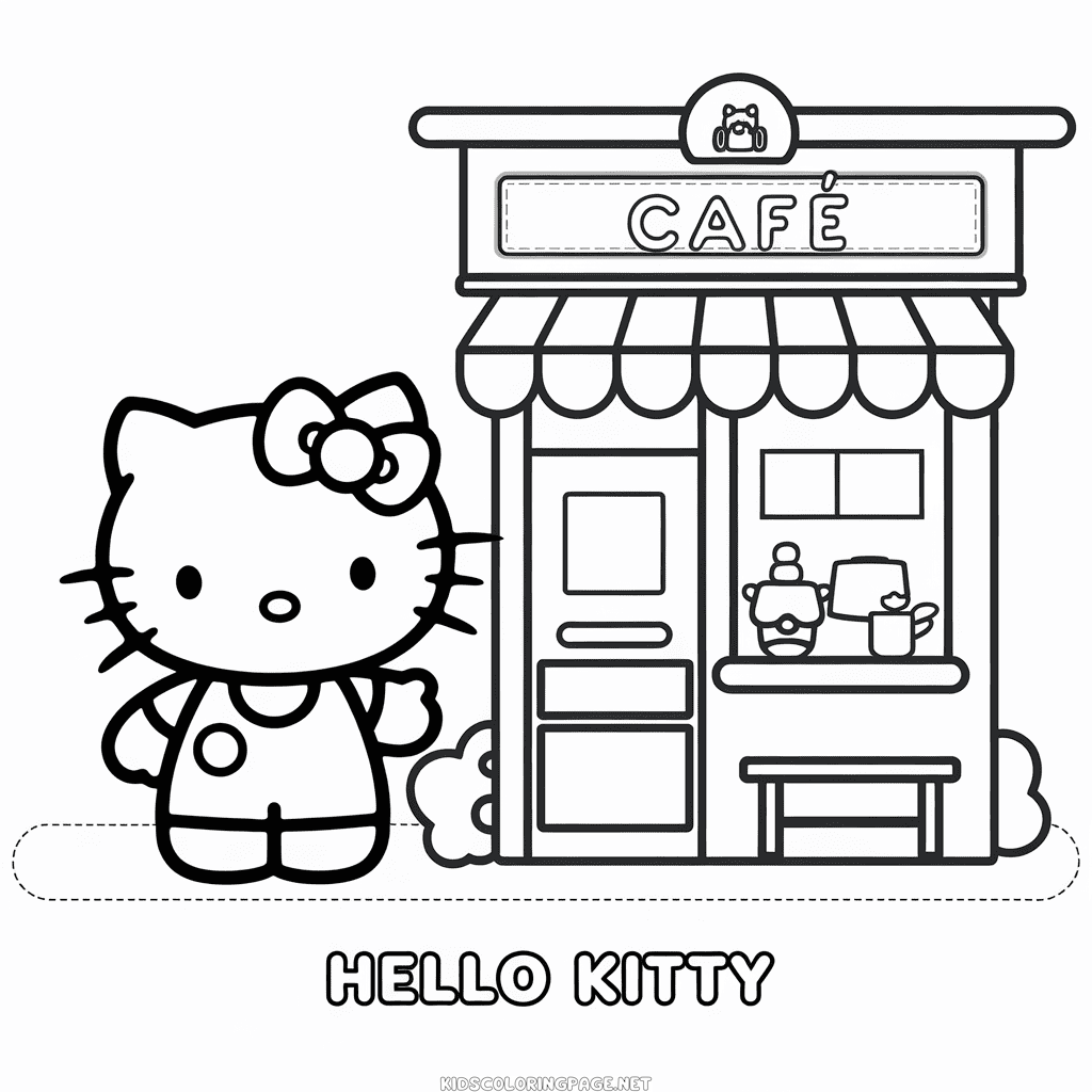 Hello Kitty Cafe Coloring Page