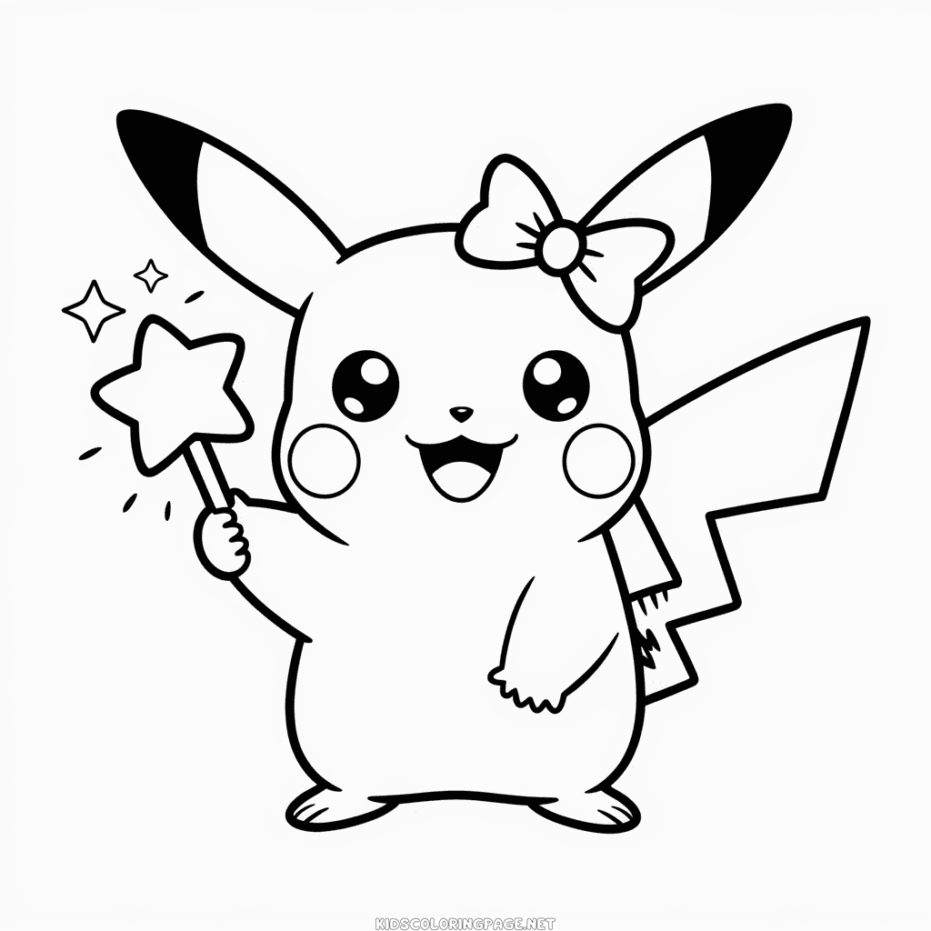 Kawaii Pikachu Coloring Page