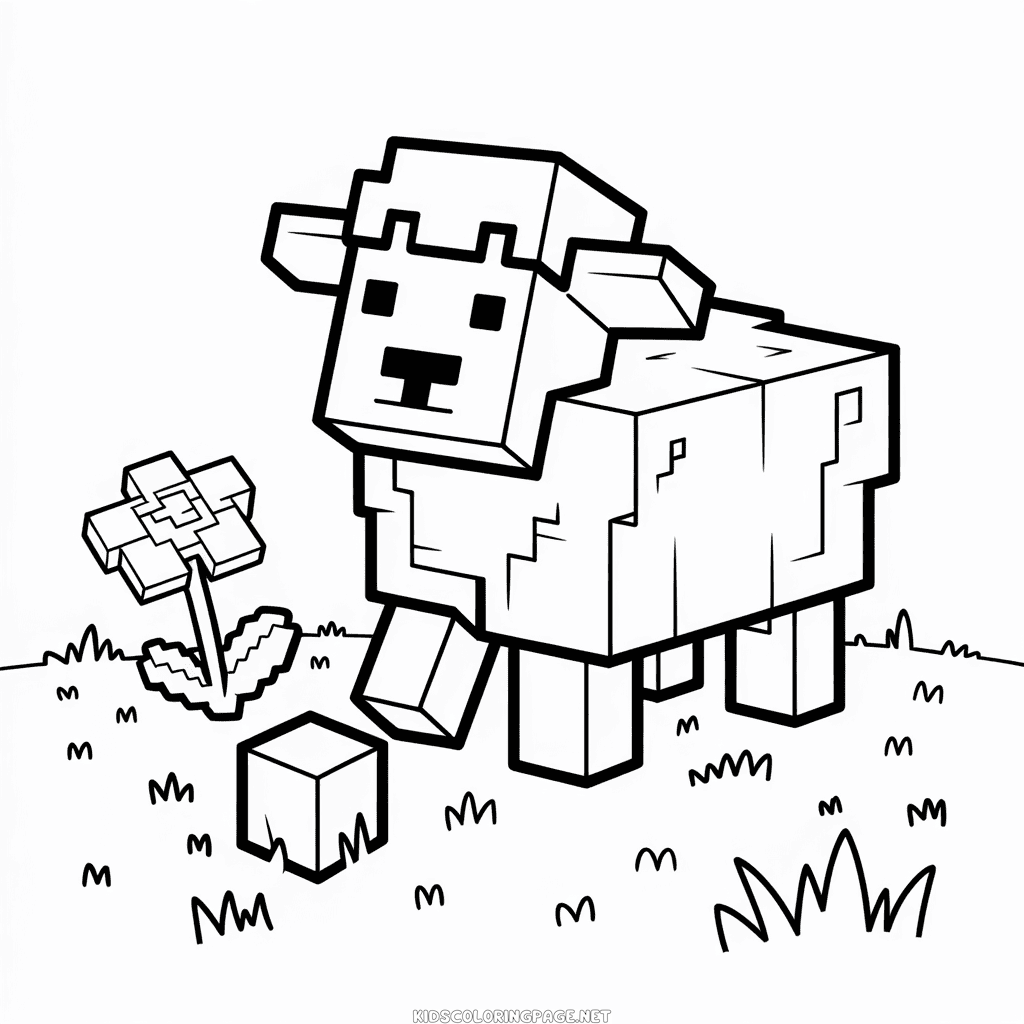 Minecraft Sheep Coloring Page