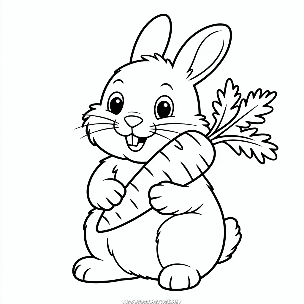 Rabbit with Carrot Coloring Page