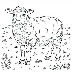 Realistic Sheep Coloring Page