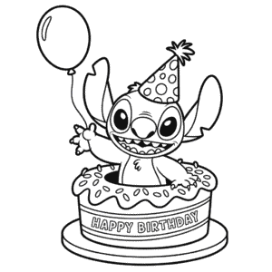 Stitch Birthday Coloring Page