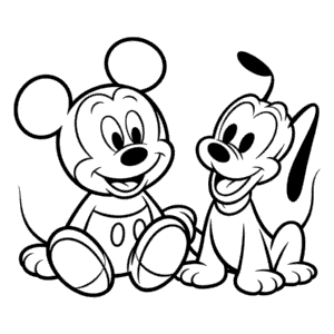 Baby Mickey and Friend Coloring Page