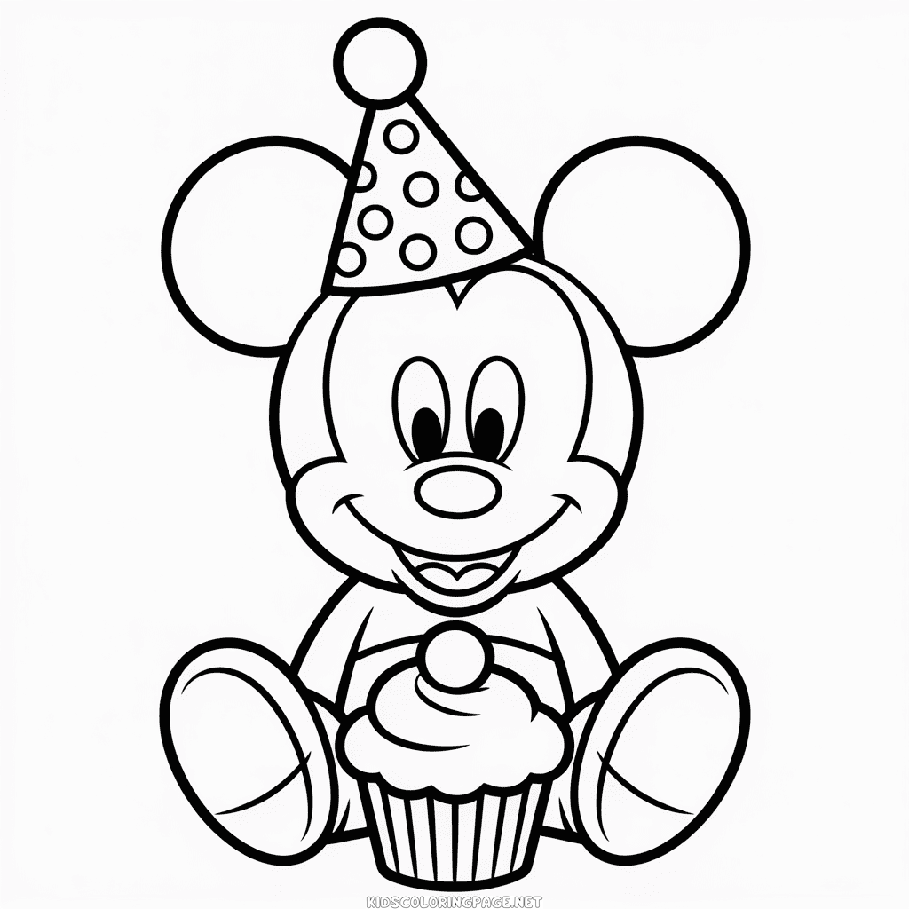 Baby Mickey Birthday Coloring Page