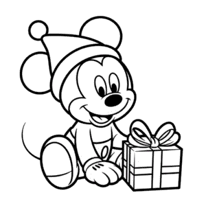 Baby Mickey Christmas Coloring Page